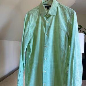 Banana Republic Green Checkered Non-Iron Slim Fit Dress Shirt